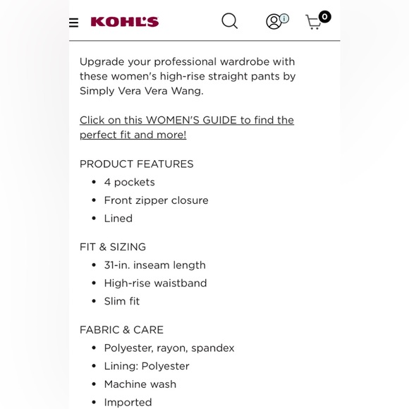 6/$20 VERA Vera Wang Black High-Rise Slim Straight Pants EUC 12P - Picture 8 of 13